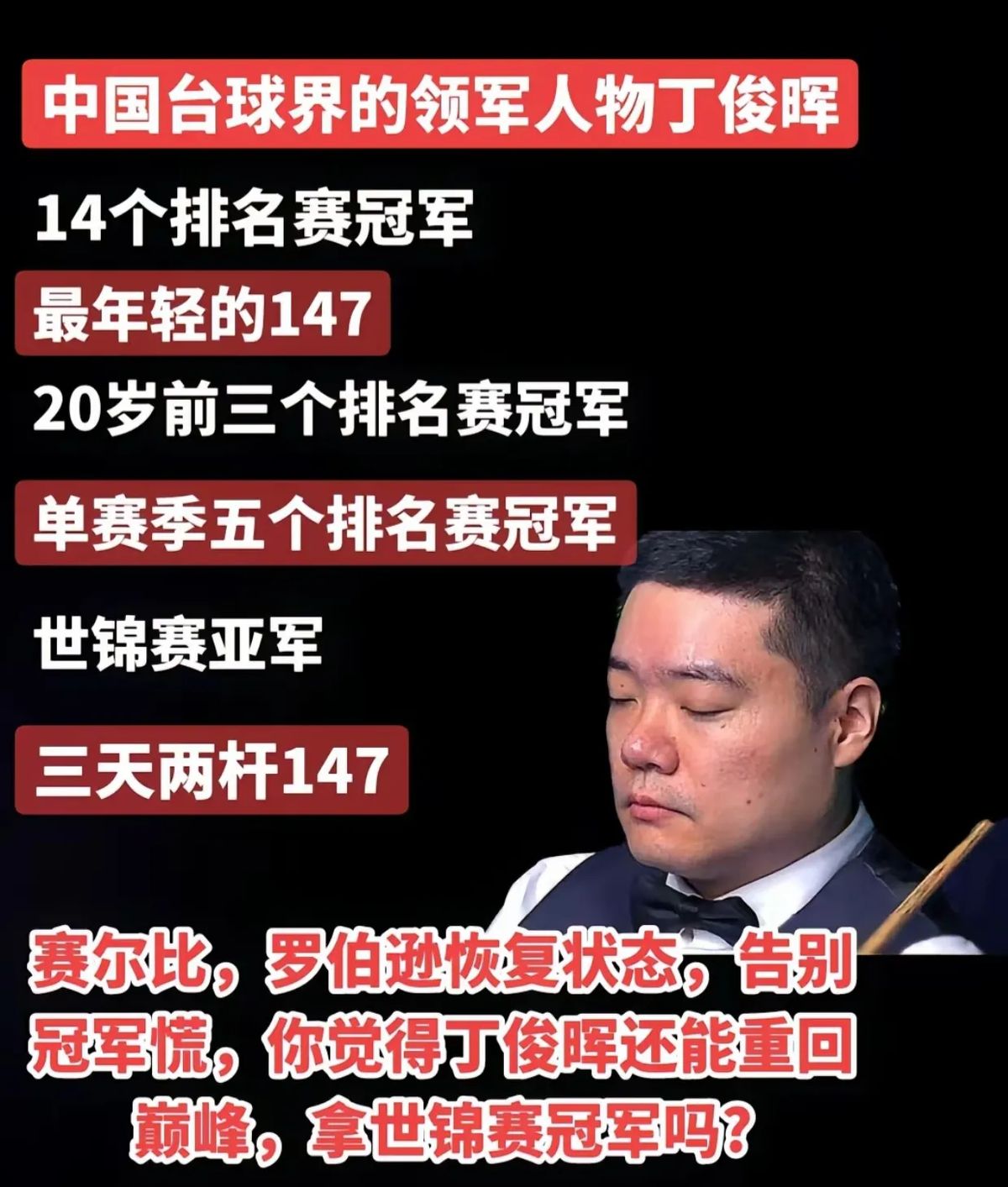 丁俊晖击败老对手C罗，晋级之路一路高歌！